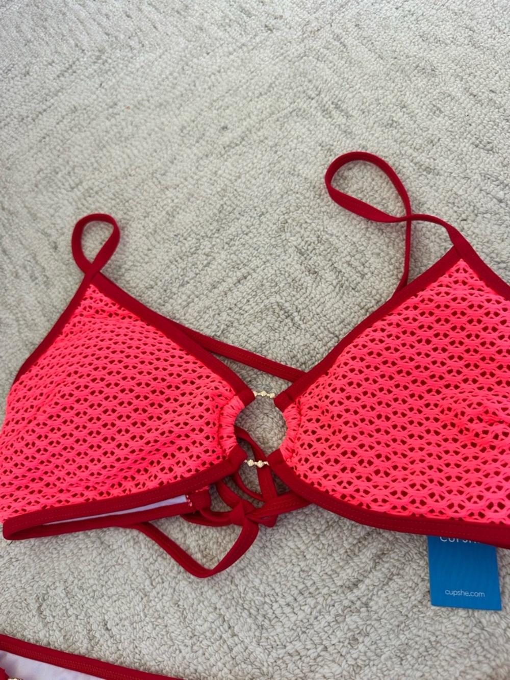 CUPSHE Overexposed Coral Bikini Set sz M/L NWT - Picture 7 of 8
